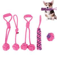 Fashion Soft Educational Durable Rope Chew Ball pink Pet Toys cotton rope dog toy