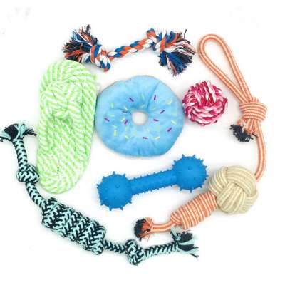 colorful in sets bite resistance clear teeth cotton  rope dog toy pet toys