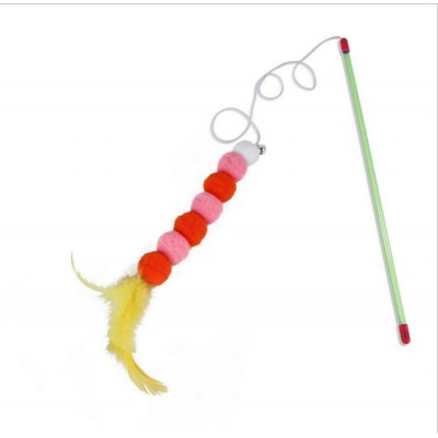 Factory wholesale high quality  funny plastic feather  stick  cat pet toys