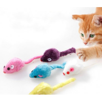 Wholesale high quality cheap colored tail plush mouse pet cat toys